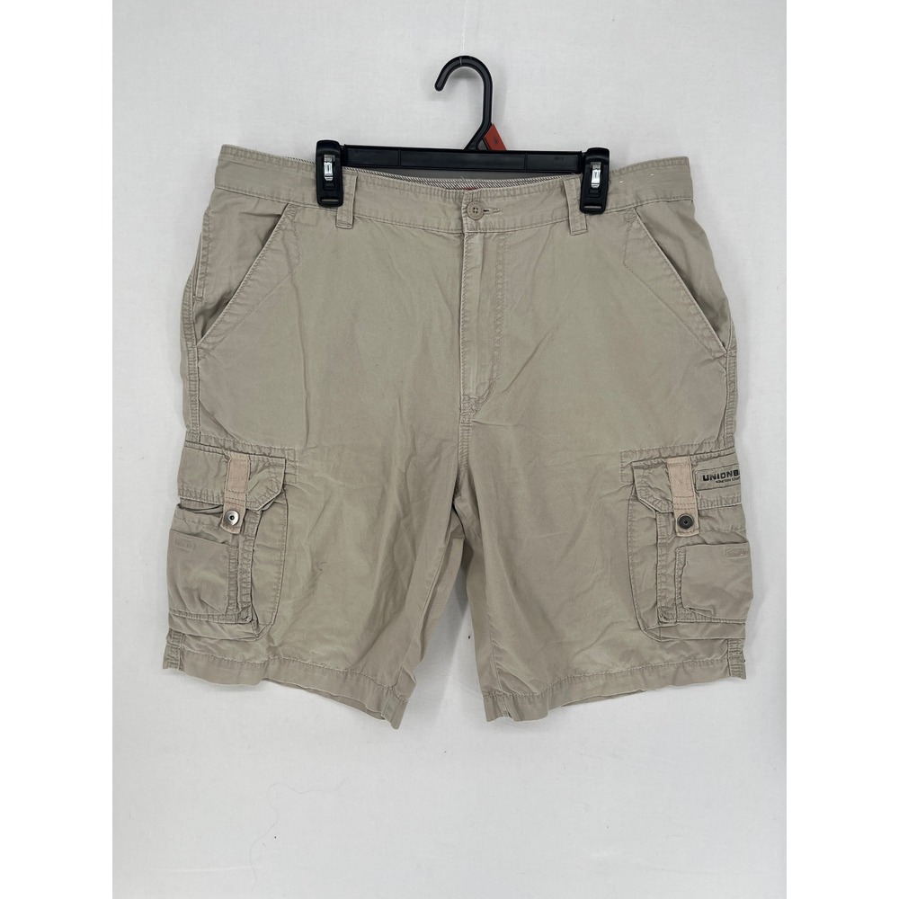Unionbay Mens Cargo Shorts Tan Khaki 100% Cotton Multi Pocket Size 38